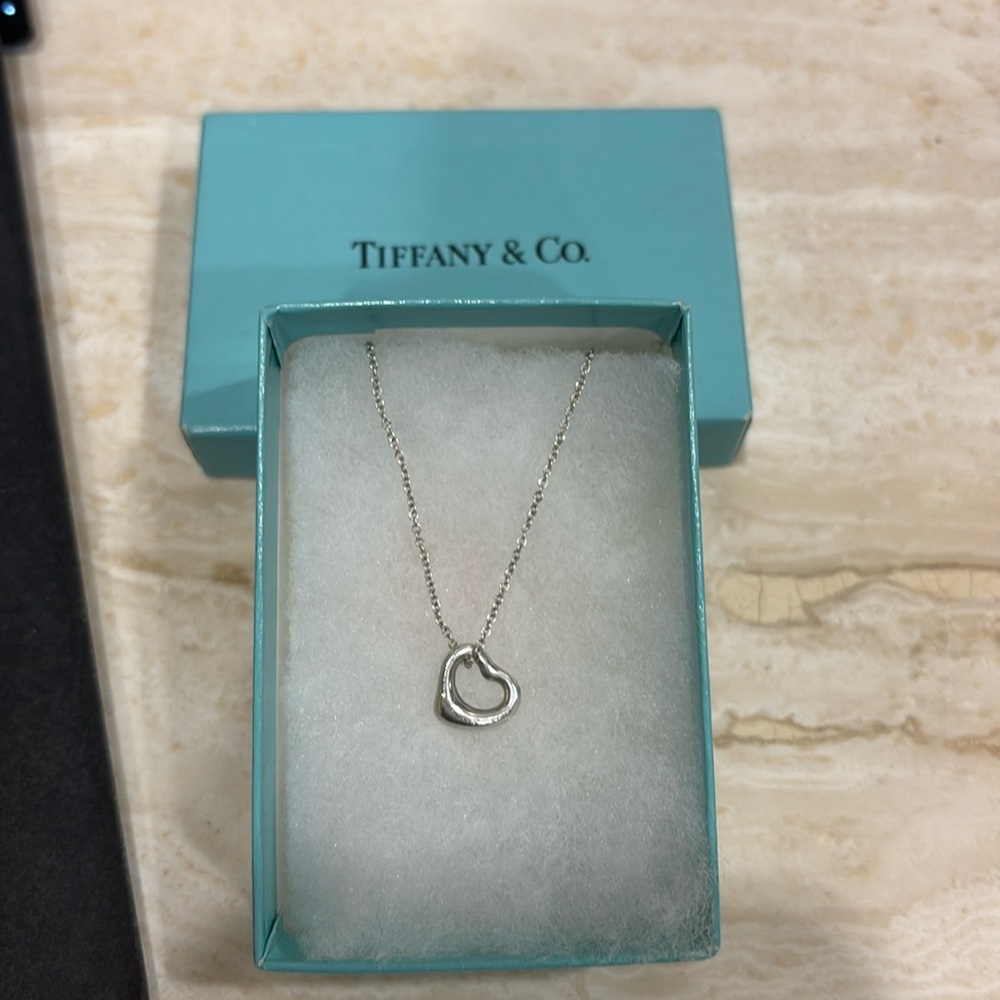 Steeling silver  elsa peretti open heart pendant necklace